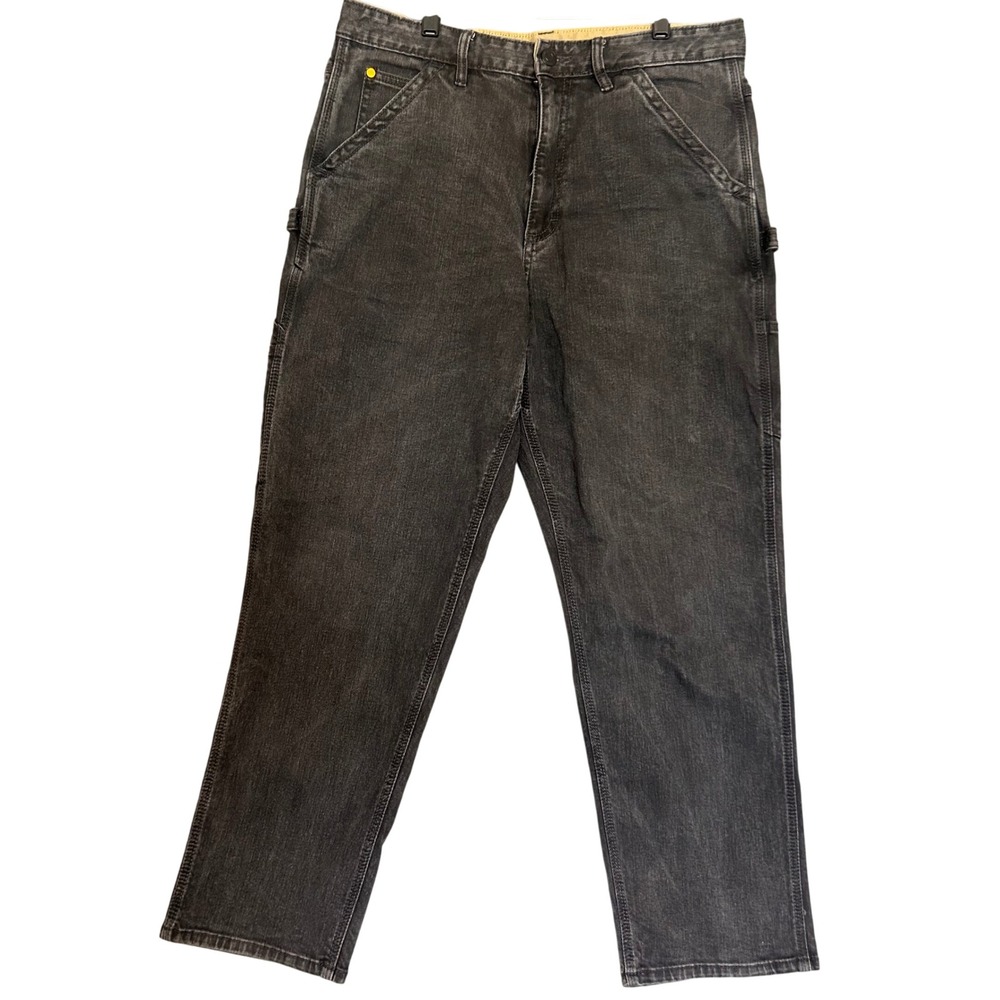 Caterpillar Mens Carpenter Work Jeans Faded Black 34x30 Straight Leg Denim CAT